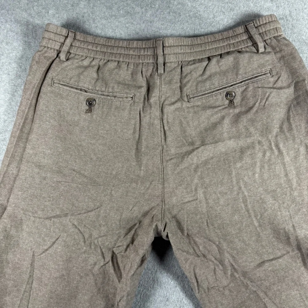 Banana Republic Athletic Pants Mens 34x32 Brown Linen Blend Elastic Waist Chinos